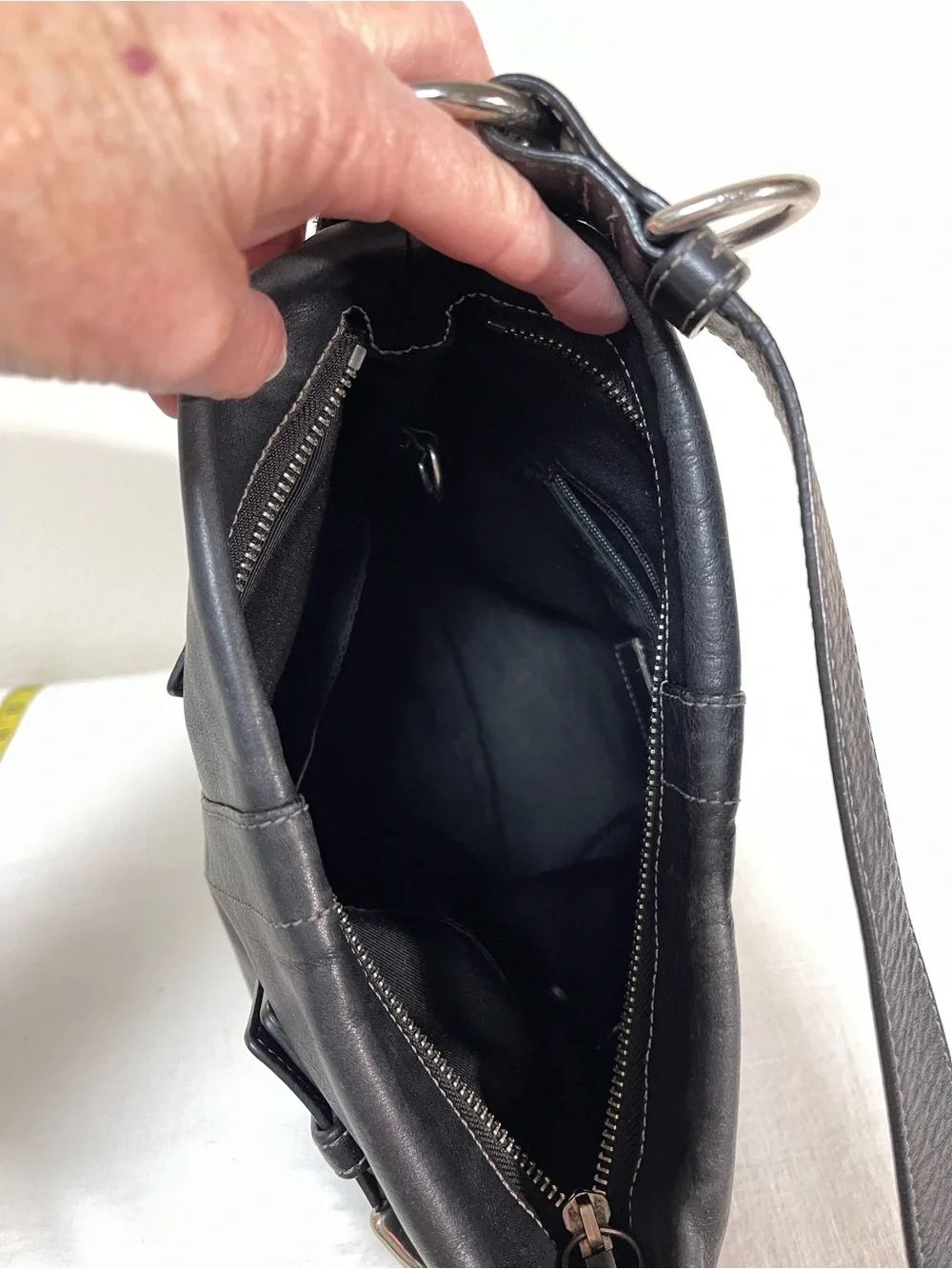 Coach SoHo Black Leather Hobo with Silver Buckle Accents